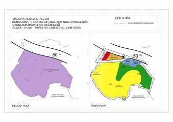 Konak Mahallesi 350, 351, 4623 ve 4624 parsel numaralı taşınmazlara ait uygulama imar planı değişikliği