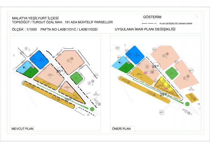 Topsöğüt Mahallesi Muhtelif parsellere ait Uygulama İmar Planı Değişikliği