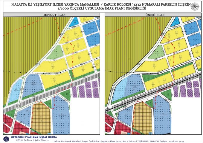 Yakınca Mahallesi (Karlık Bölgesi) RYABN2984 numaralı (Merkez 51) Rezerv Yapı Alanını kapsayan ve çevresine ait 1/1000 Ölçekli Uygulama İmar Planı Tadilatı