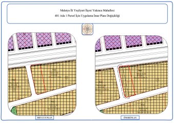Yakınca Mahallesi 481 ada 1 parsel numaralı taşınmaza ait Uygulama İmar Planı Değişikliği