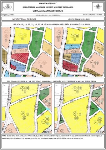 Dilek Mahallesi 182 ada 19, 20, 22, 23, 24, 25 ve 26 parseller, 253 ada 44 parsel ve 121 ada 2 parsel numaralı taşınmazlara ait Uygulama İmar Planı 