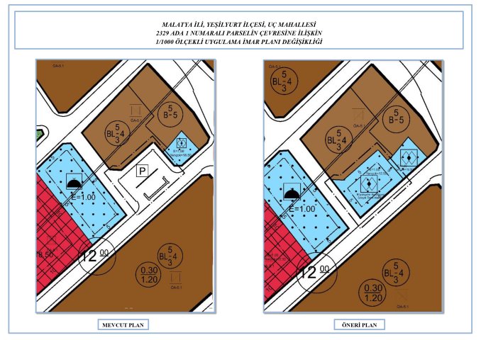 Uç Mahallesi 2329 ada 1 parselin doğusunda bulunan alana ait Uygulama İmar Planı Değişikliği