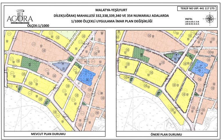 Dilek (Uğrak) Mahallesi 332, 338, 339, 340 ve 354 numaralı adalara ait uygulama imar planı değişikliği