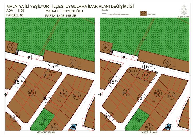 Koyunoğlu Mahallesi 1199 ada 9, 10 ve 11 parsel numaralı taşınmazlara ait Uygulama İmar Planı Değişikliği